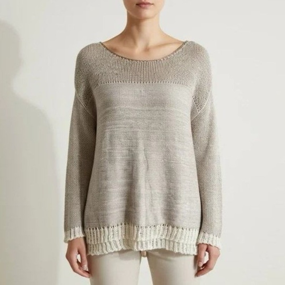 Free People Oversized Sweater Open‎ Knit Souchy Haiku Taupe Beige Boho Womens S